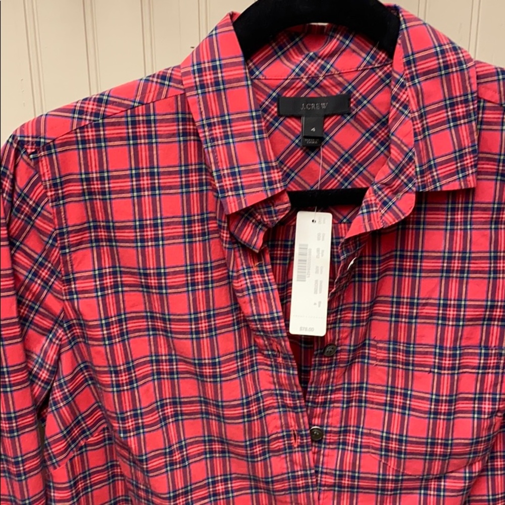 J. Crew Red quarter button down shirt